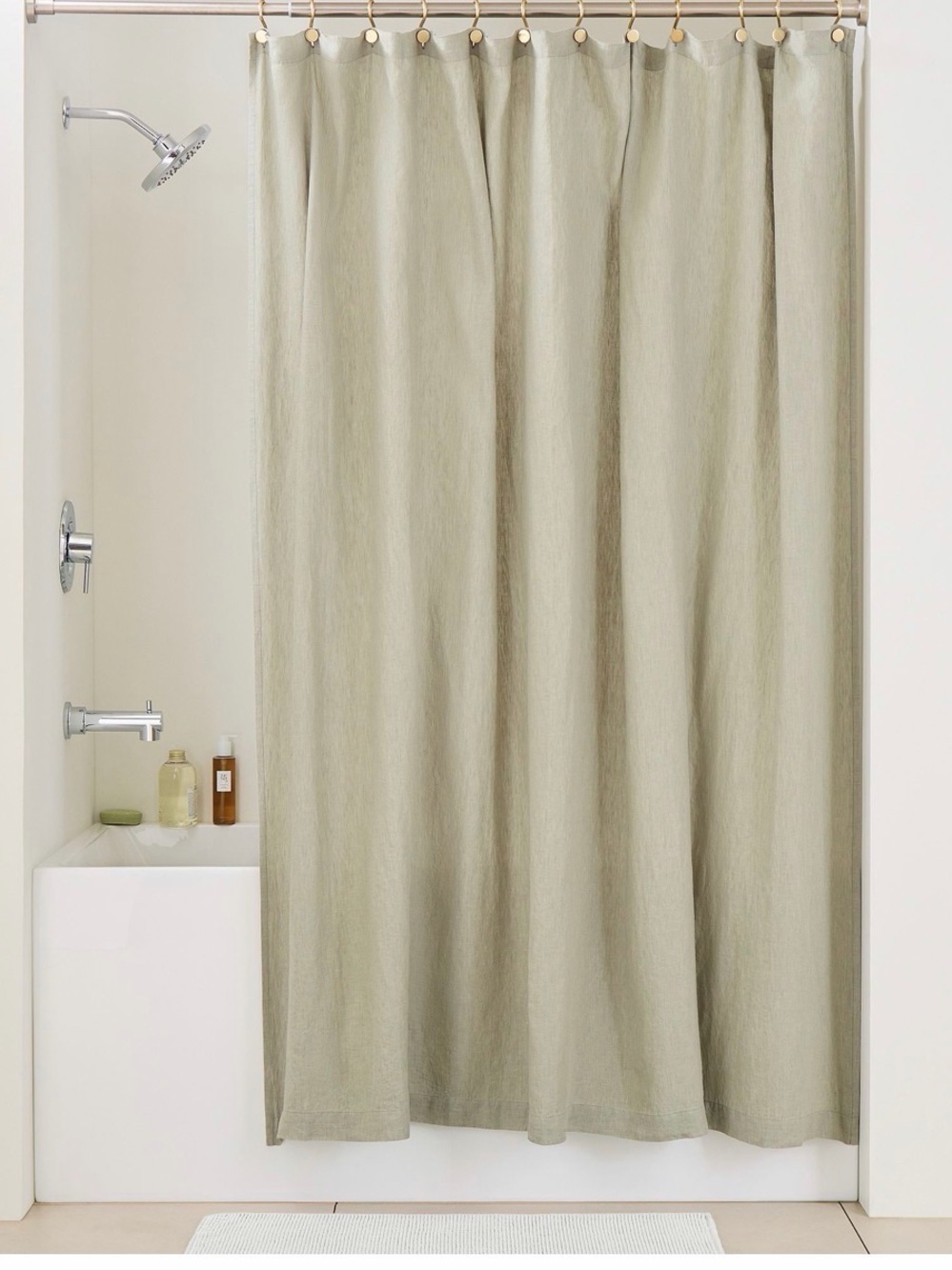100% Linen Sage Green Shower Curtain | West Elm